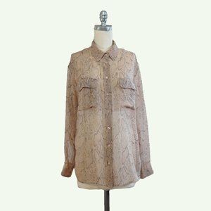 Equipment Femme L Snakeskin Sheer Blouse